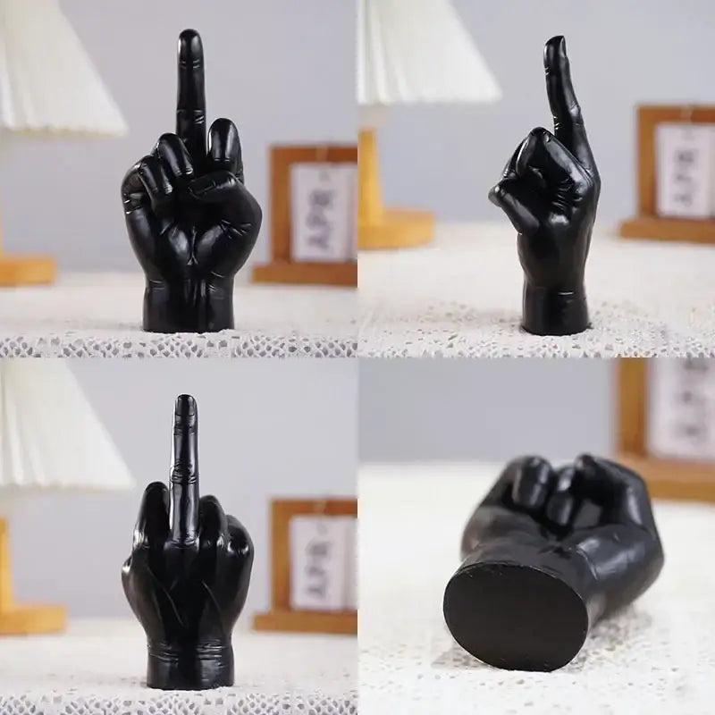 Modern black gold middle finger sculpture living room decor figurine