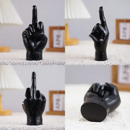 Modern black gold middle finger sculpture living room decor figurine