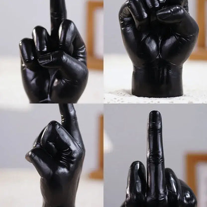 Modern black gold middle finger sculpture living room decor figurine