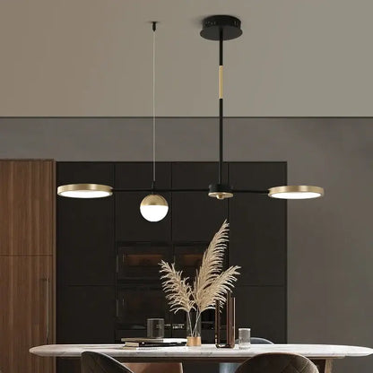 Modern black & gold minimalist chandelier dining room pendant light