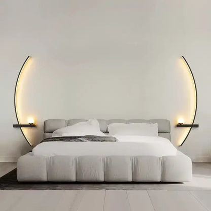 Modern crescent black & gold modern wall sconce bedroom light