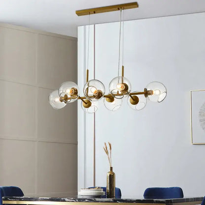 Modern black gold molecule glass ball chandelier living room light