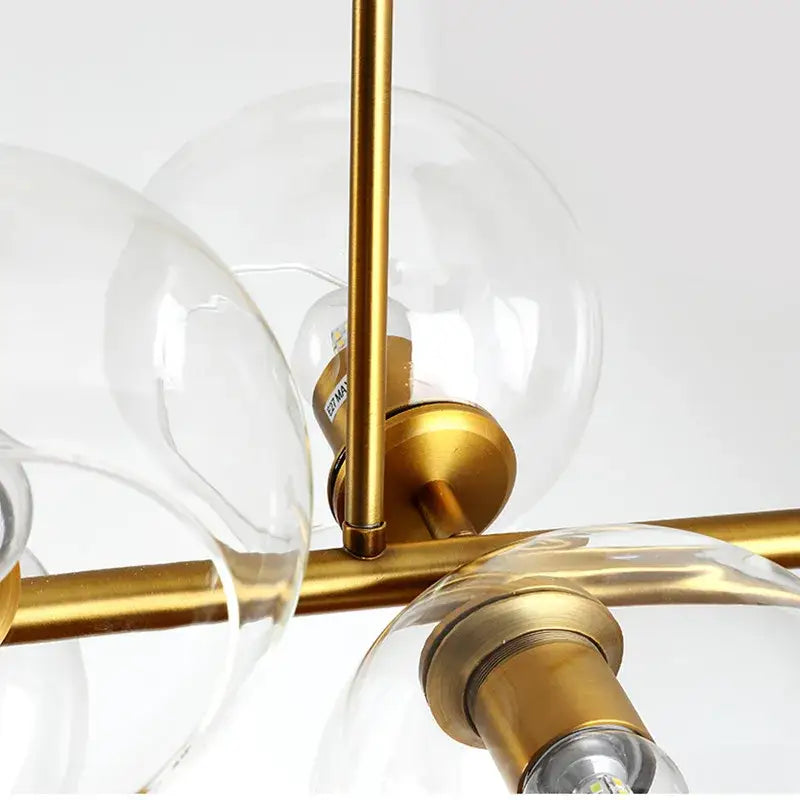 Modern black gold molecule glass ball chandelier living room light