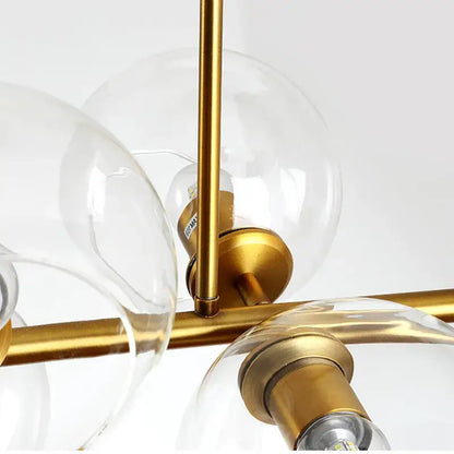 Modern black gold molecule glass ball chandelier living room light
