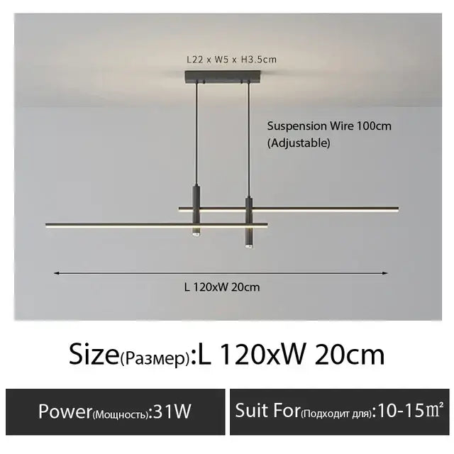 Modern black & gold nordic led pendant chandelier for dining room
