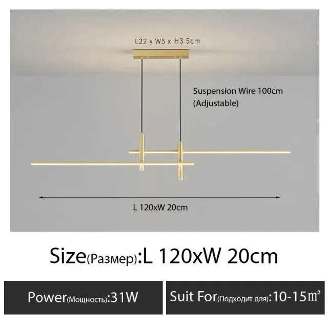 Modern black & gold nordic led pendant chandelier for dining room