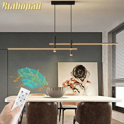 Modern black & gold nordic led pendant chandelier for dining room