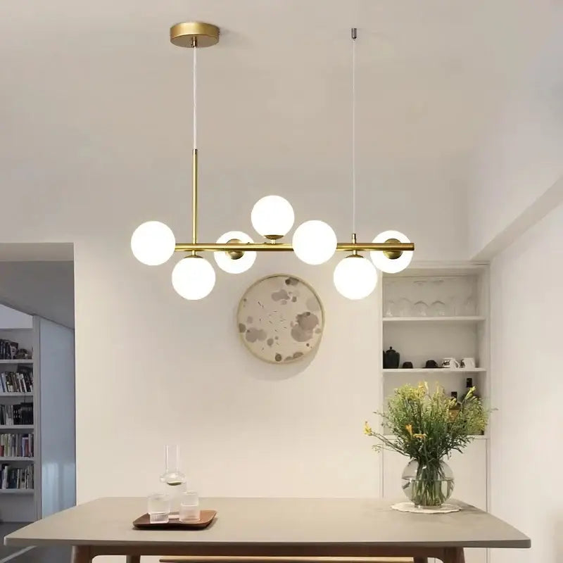 Modern black gold nordic pendant with glass globes dining room