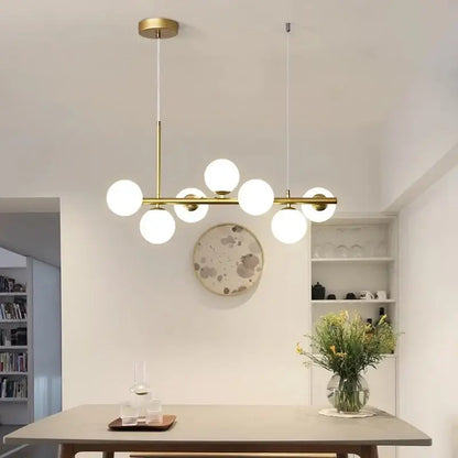 Modern black gold nordic pendant with glass globes dining room