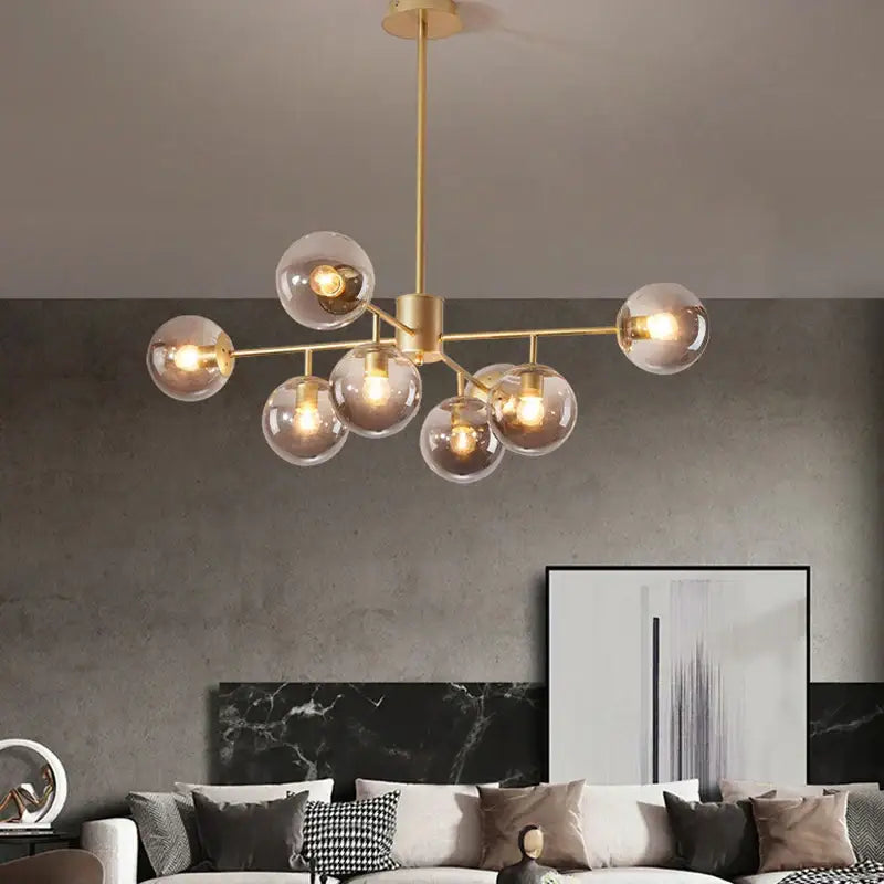 Modern black gold nordic pendant with glass globes dining room