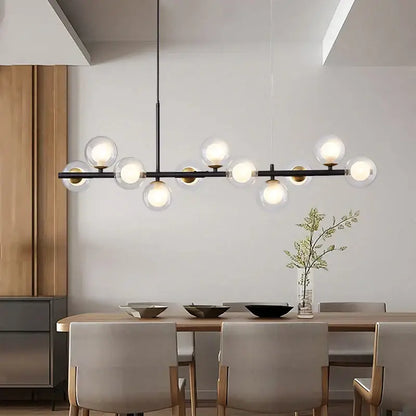 Modern black gold nordic pendant with glass globes dining room