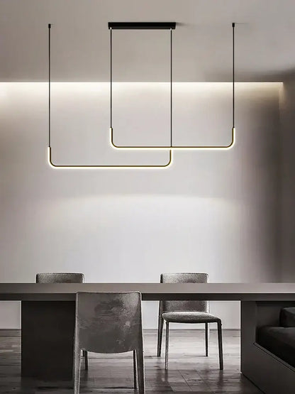 Modern black & gold pendant chandelier led for dining room