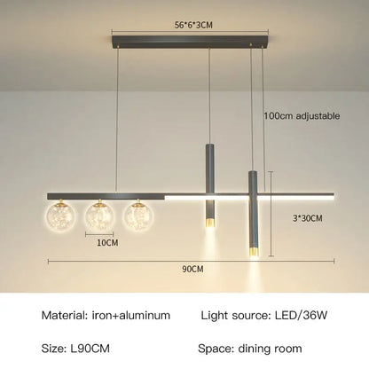 Modern black & gold pendant lamp for dining room and kitchen