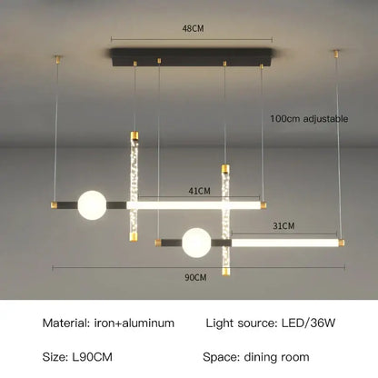 Modern black & gold pendant lamp for dining room and kitchen