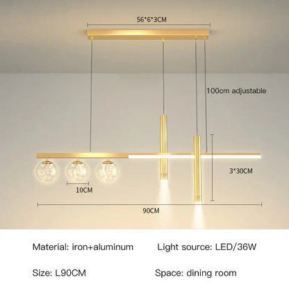 Modern black & gold pendant lamp for dining room and kitchen
