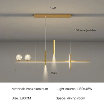 Modern black & gold pendant lamp for dining room and kitchen