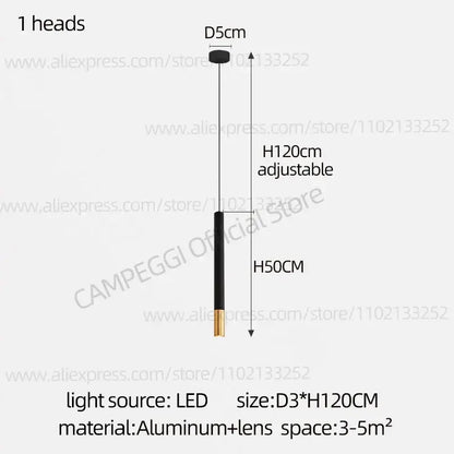 Modern black & gold pendant lamp dining room cascading led lighting