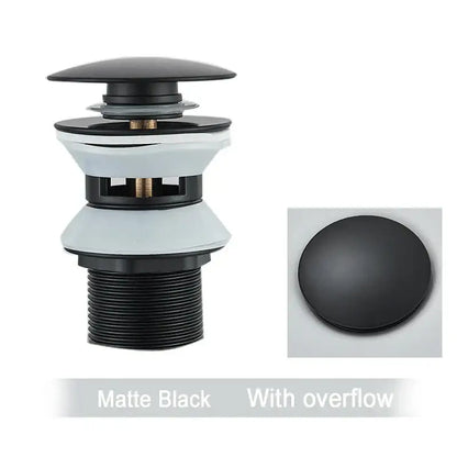 Brushed black & gold pop up sink drain with overflow bathroom accessory