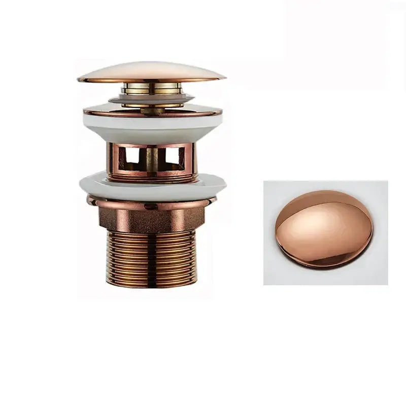 Brushed black & gold pop up sink drain with overflow bathroom accessory