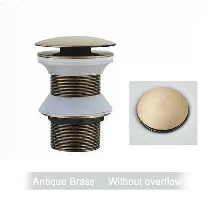 Brushed black & gold pop up sink drain with overflow bathroom accessory