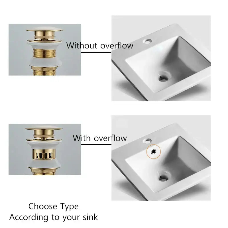 Brushed black & gold pop up sink drain with overflow bathroom accessory