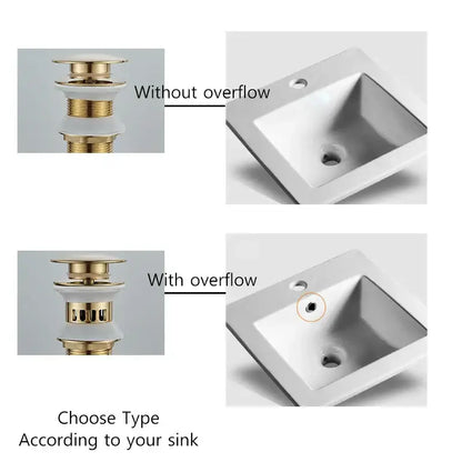 Brushed black & gold pop up sink drain with overflow bathroom accessory
