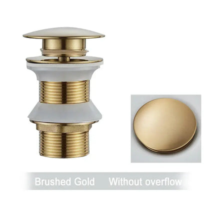 Brushed black & gold pop up sink drain with overflow bathroom accessory
