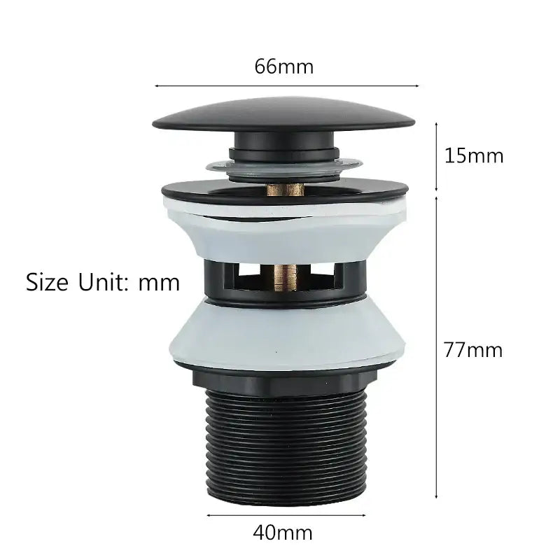 Brushed black & gold pop up sink drain with overflow bathroom accessory