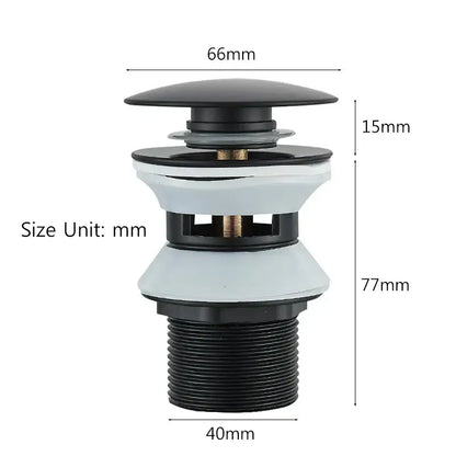 Brushed black & gold pop up sink drain with overflow bathroom accessory