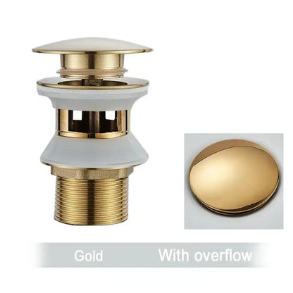 Brushed black & gold pop up sink drain with overflow bathroom accessory