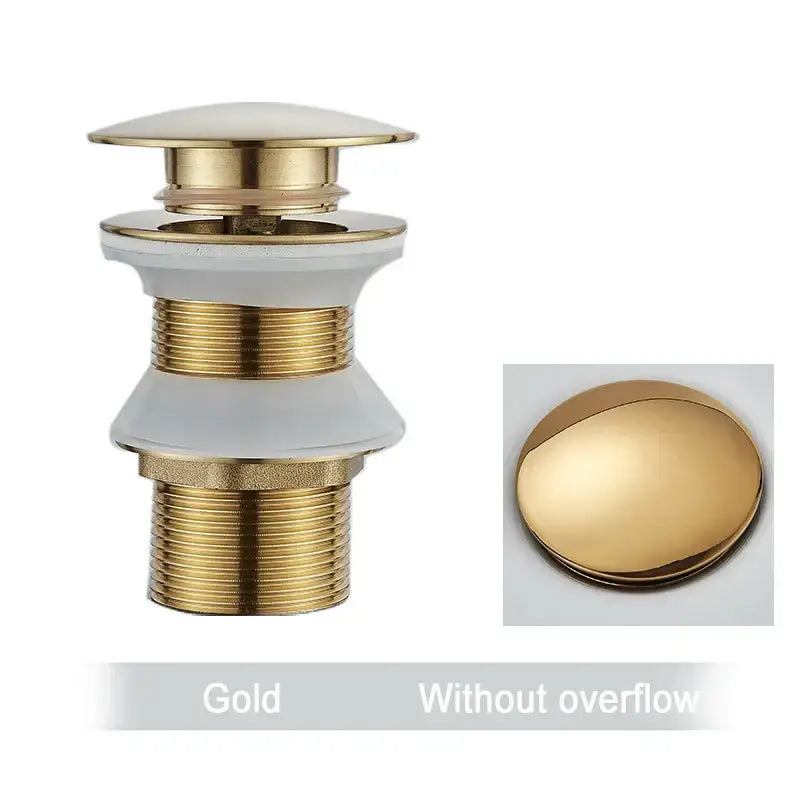 Brushed black & gold pop up sink drain with overflow bathroom accessory