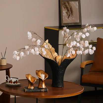 Modern black & gold resin handicrafts display vase living room decor