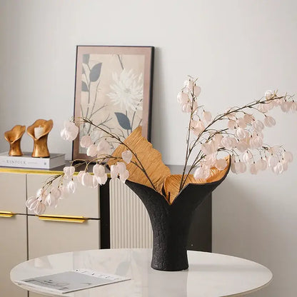 Modern black & gold resin handicrafts display vase living room decor