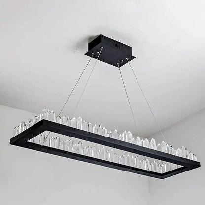 Modern black gold rings crystal chandelier living room luxury lighting