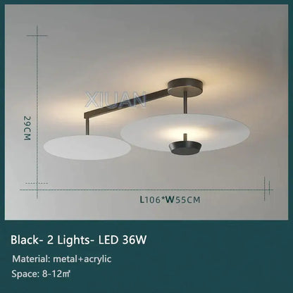 Modern black & gold round chandelier living room dimming light