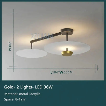 Modern black & gold round chandelier living room dimming light