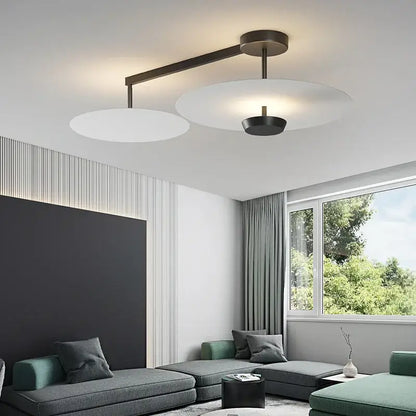 Modern black & gold round chandelier living room dimming light