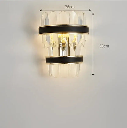 Modern black gold round led crystal chandelier living room light