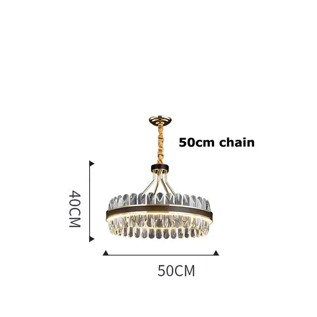Modern black gold round led crystal chandelier living room light