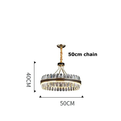 Modern black gold round led crystal chandelier living room light
