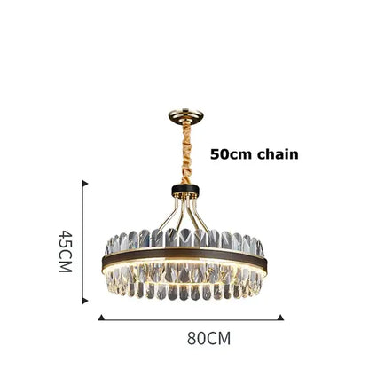 Modern black gold round led crystal chandelier living room light