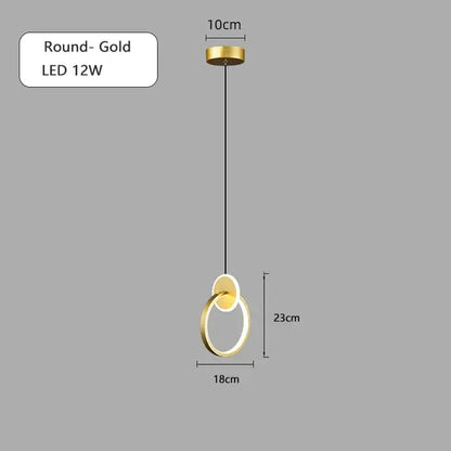 Modern black & gold round pendant light bedroom chandelier