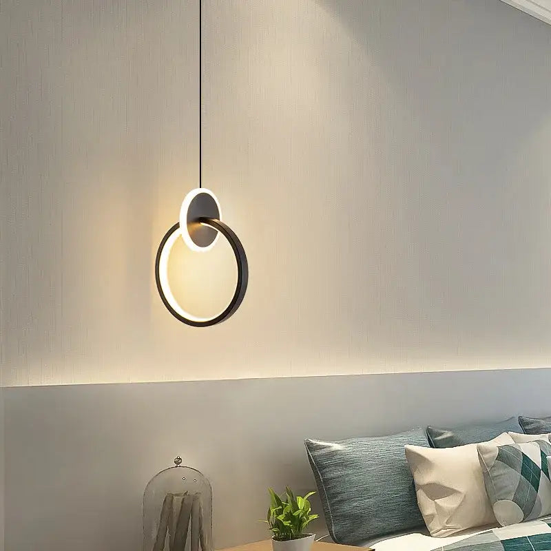 Modern black & gold round pendant light bedroom chandelier