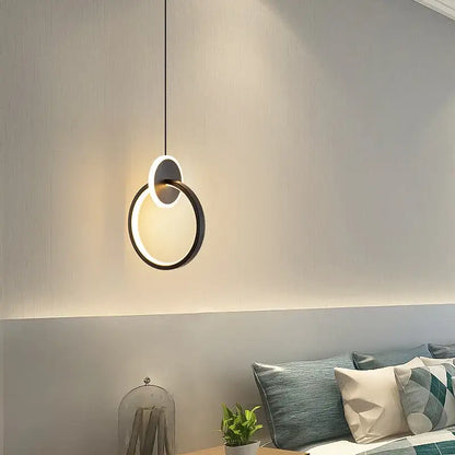 Modern black & gold round pendant light bedroom chandelier