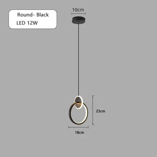 Modern black & gold round pendant light bedroom chandelier