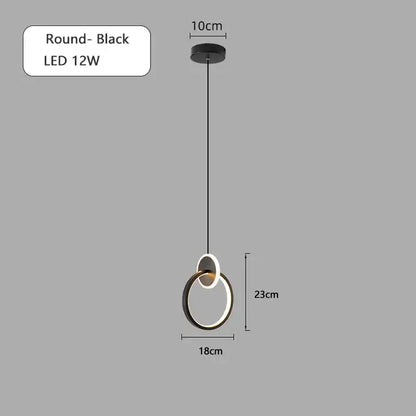 Modern black & gold round pendant light bedroom chandelier