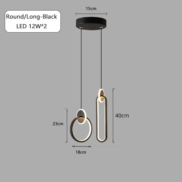 Modern black & gold round pendant light bedroom chandelier