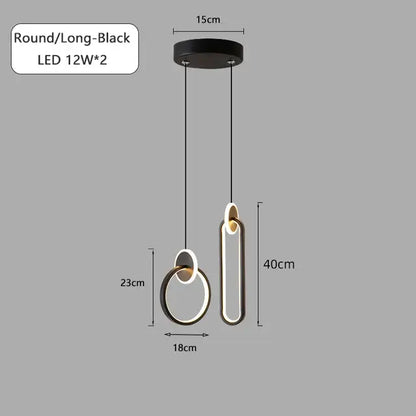 Modern black & gold round pendant light bedroom chandelier