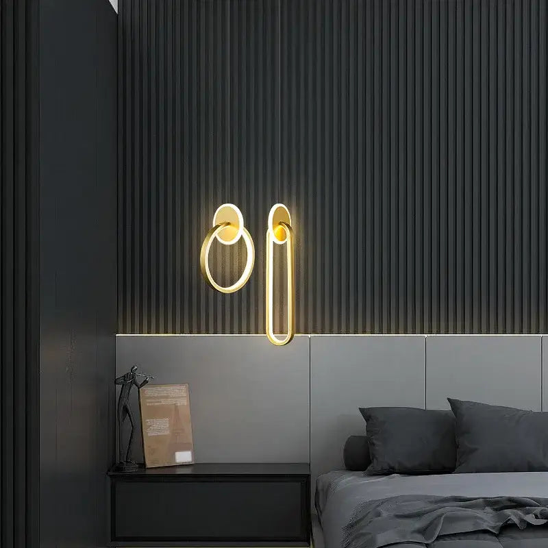 Modern black & gold round pendant light bedroom chandelier