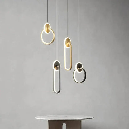Modern black & gold round pendant light bedroom chandelier
